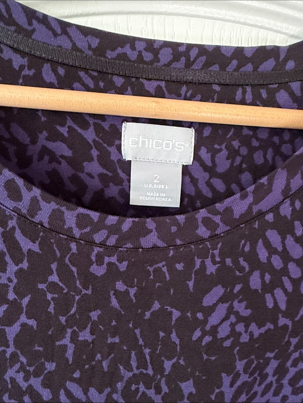 Chico's Black and Purple Long Sleeve Top, Size 2, L/12 - Picture 5 of 5